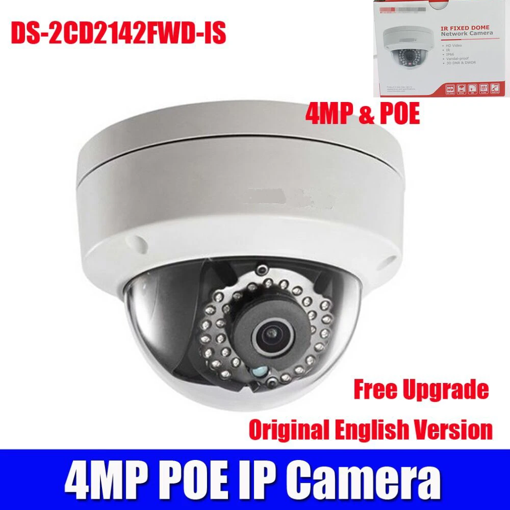 Can upgrade DS-2CD2142FWD-IS 2.8mm lens 4MP IP Camera POE CCTV Camera V5.3.3 Alarm Audio input Camera Overseas Version