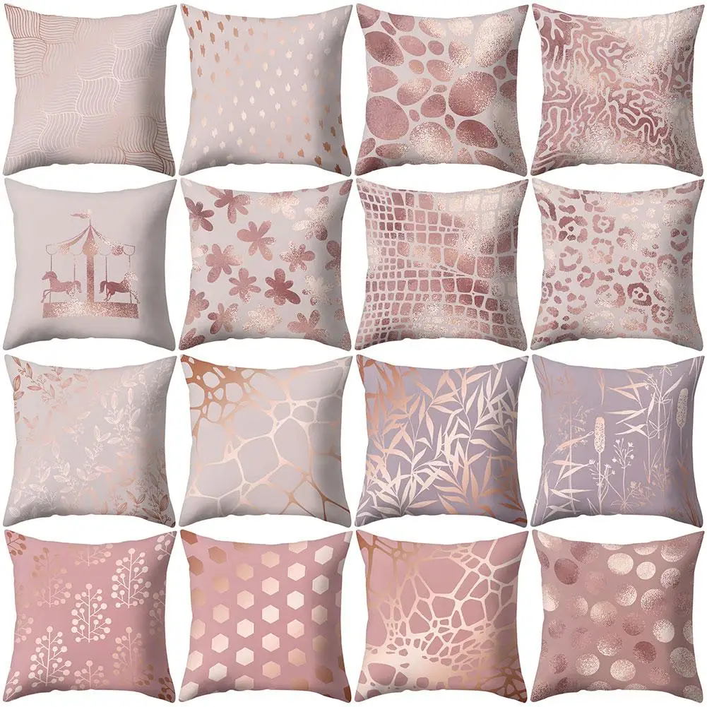 

Pink Geometric Pattern Throw Pillow Case Cushion Cover Sofa Bedding Articles