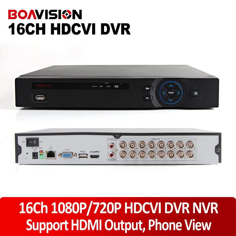 16CH HDCVI DVR HDCVI CVR Support 2*HDD(Upto 8TB) 16 Channel 1080P /720P Recording For 1.0MP/2.0MP HD CVI Camera Android IOS View