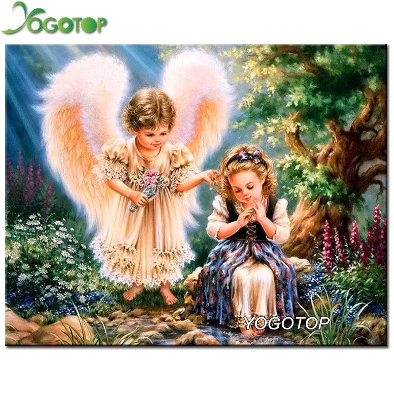 

YOGOTOP Square Diamond Mosaic Pattern Rhinestone Needlework Diy Diamond Painting Cross Stitch Two angel Diamond Embroidery VS681