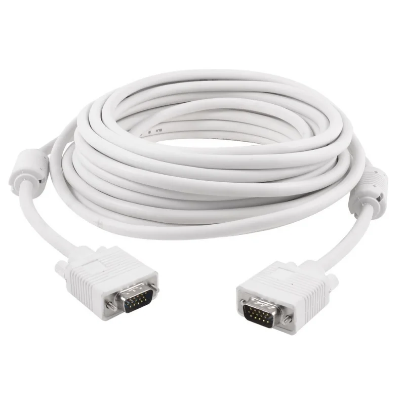 Кабель VGA, 10 метров, 15 контактов, папа белый