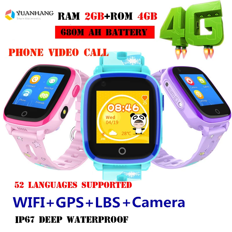 2019 Remote Camera Monitor GPS WIFI Tracker Location Kid Child Student 4G Phone Smart Wristwatch SO