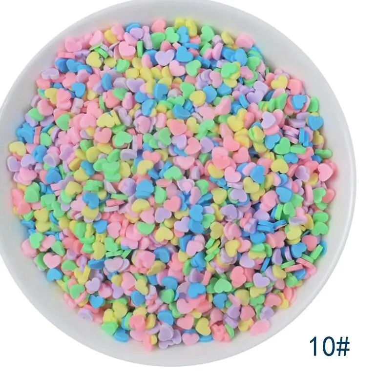 50g/lot Cute Hot Selling Clay Sprinkles, Colorful Heart Five Star Bow Candy Sprinkles for Crafts Making Slimediy - Цвет: 10