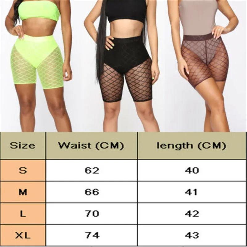 Women's Half Beach Bottoms New Sexy Fishnet Soild Color Swimming Shorts Female Summer See-through High Waisted Swim Briefs Hot