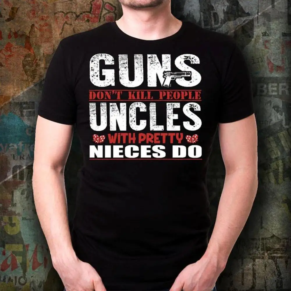 Забавная футболка рубашка с надписью Do shirt's't Kill People Uncle With Pretty Nieces подарок для