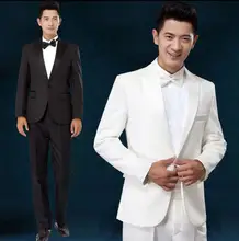 Singer dance stage clothing for men suit set with pants 2017 mens wedding suits costume groom formal dress tie white black 3XL