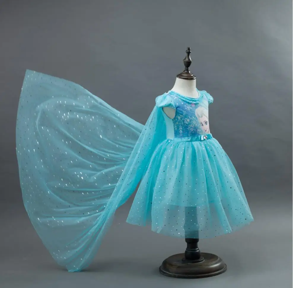 Новое поступление, платье для девочек платье принцессы Анны, Эльзы, Софии длинная трикотажная шаль, праздничная одежда для детей костюм для детей возрастом от 3 до 10 лет