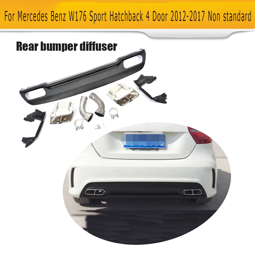 PP Rear Bumper Lip Diffuser Car Muffler Exhaust For Mercedes Benz 2014-2015 A260 To A45