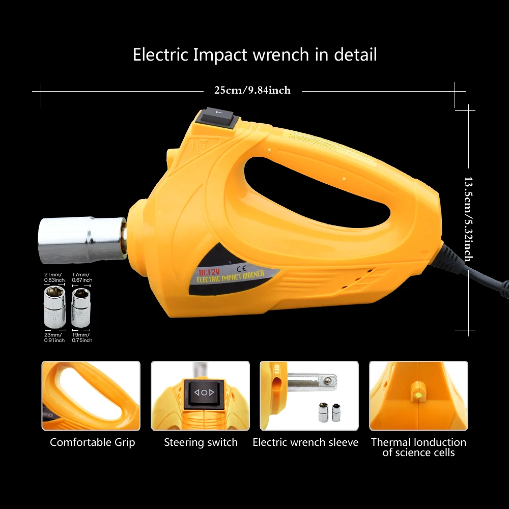  Portable 12V Car Jack 3T Electric Jack Auto Lift Scissor Jack Electric Wrench Impact Socket Wrench 