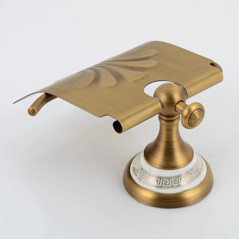 Toilet Paper Holder Cover Waterproof Antique Brass Ceramic Paper Towel Holder Roll Paper Wall Mounted Luxury Tissue Paper Holder