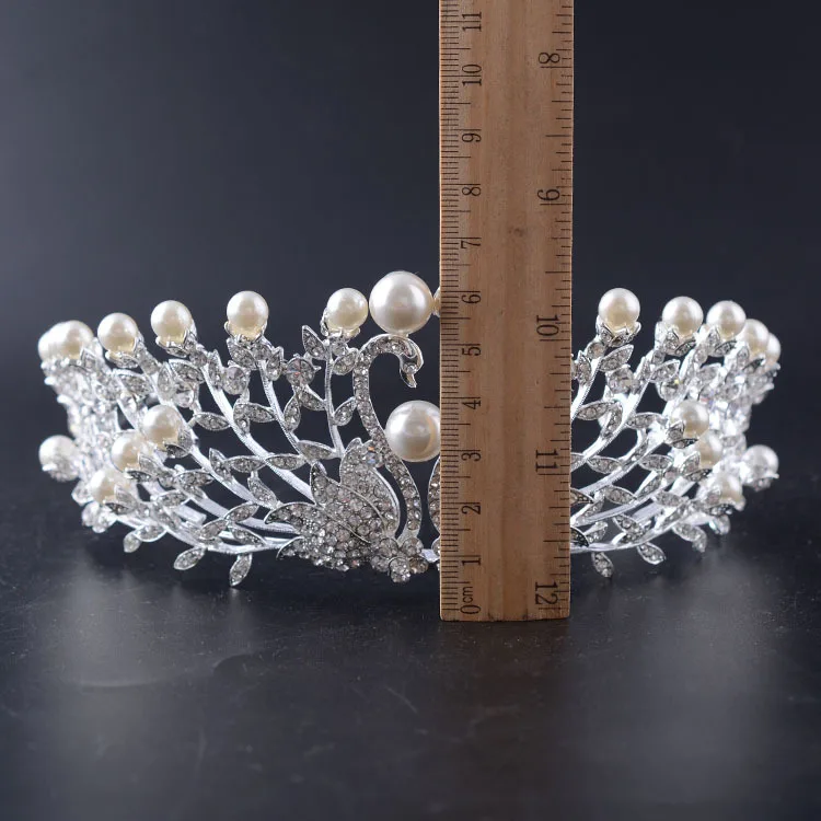 Moda pérola Tiaras Crown para a Noiva de cristal folhas ramos estilo festa de Casamento mulheres jóias cabelo acessórios para o Cabelo (1)
