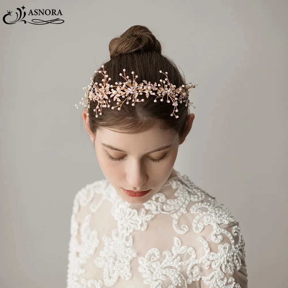 

ASNORA Stylish Headwear for Women Bridal Headbands Headpiece Pearls Zircon Simple but Elegant Wedding Hair Accessories