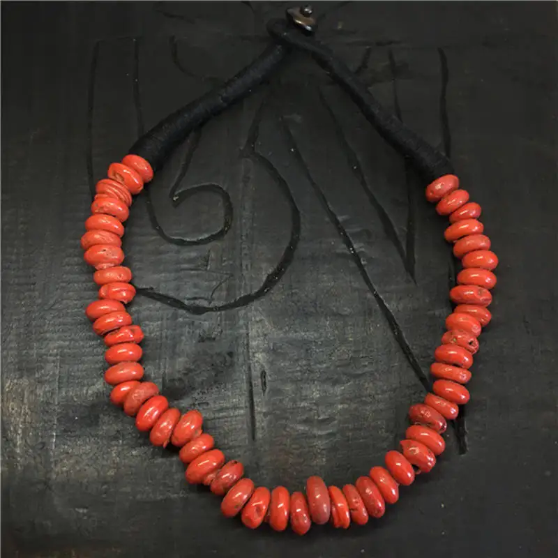 TNL327 непальский шерпа лэмпворк бусы ожерелье антикварные стеклянные торговые бусы колье в тибетском стиле