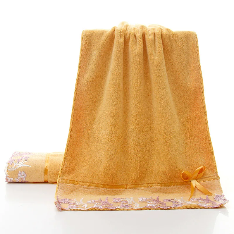 Lace Border Embroidered Microfiber Face Bath Towel Set Super Soft Absorbent Towels Bathroom Home Wedding Decoration 3Pcs Set bath towels face towel microfiber towel set