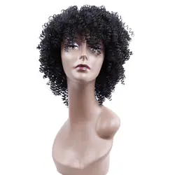 Амир афро кудрявый фигурные короткие парики для Для женщин чёрный; коричневый Ombre синтетический парик с полной волос парик Косплэй