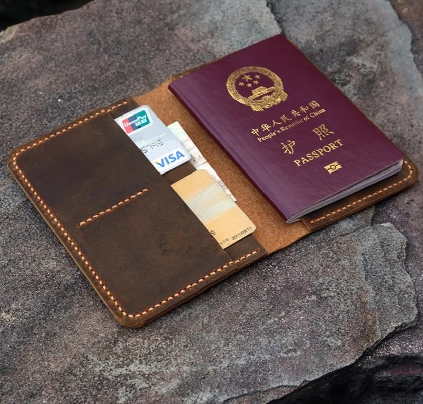 PP005S Hand Stitched Personalized leather passport card case/passport wallet/vintage retro distressed leather passport holder cover