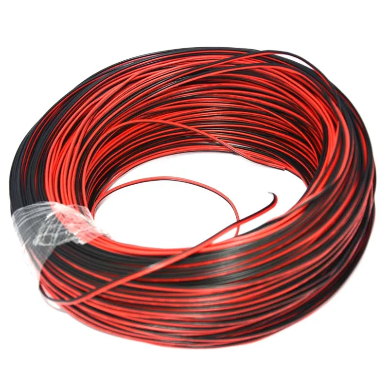 100 м 2 pin 18AWG 20AWG 22 AWG красный/черный светодиодный провод удлинительного кабеля