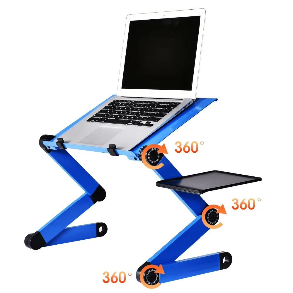 Portable Mobile Laptop Standing Desk For Bed Sofa Laptop Folding Table Notebook Desk With Mouse Pad & Cooling Fan For Office