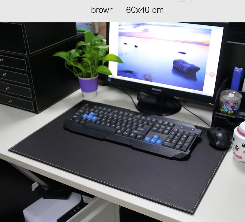 Leather Desk pad 60 x 40 cm brown