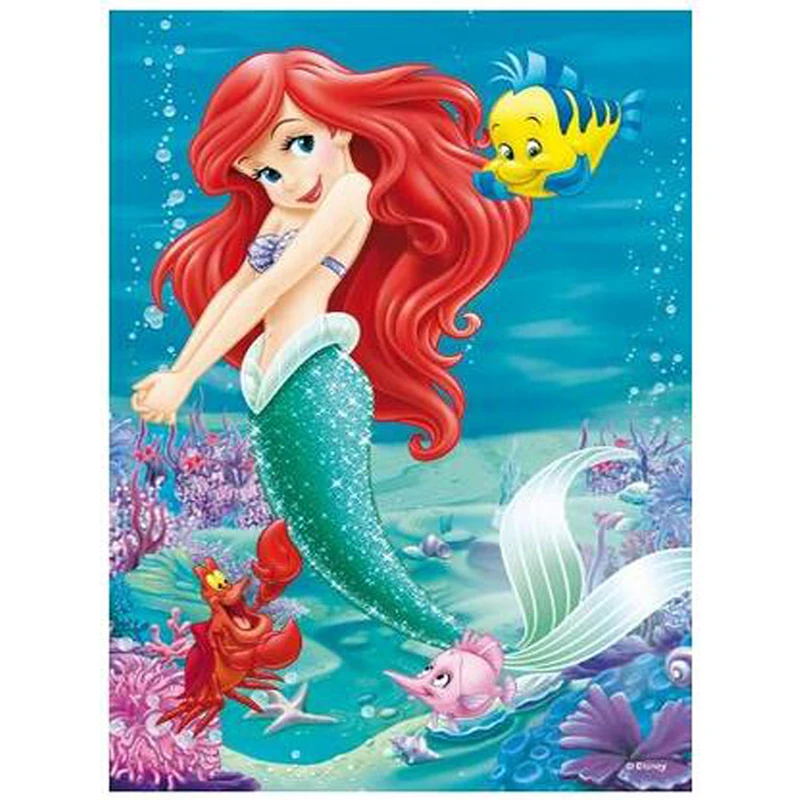 

Diy Diamond Painting Cross Stitch Pattern Mosaic Crystal Needlework 5D Square Diamond Embroidery Girl Cartoon Little Mermaid XY1