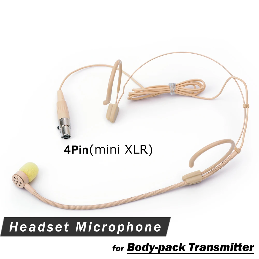 

Top Quality Singing Headworn Mic !! PRO Condenser Headset Microphone For SHURE Wireless Bodypack Mini 4 Pin 4-Pin XLR TA4F