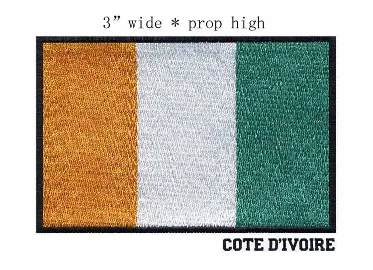 

3" wide Cote d'Ivoire embroidery flag patch for clothes iron patches/iron on transfer/vertical stripe