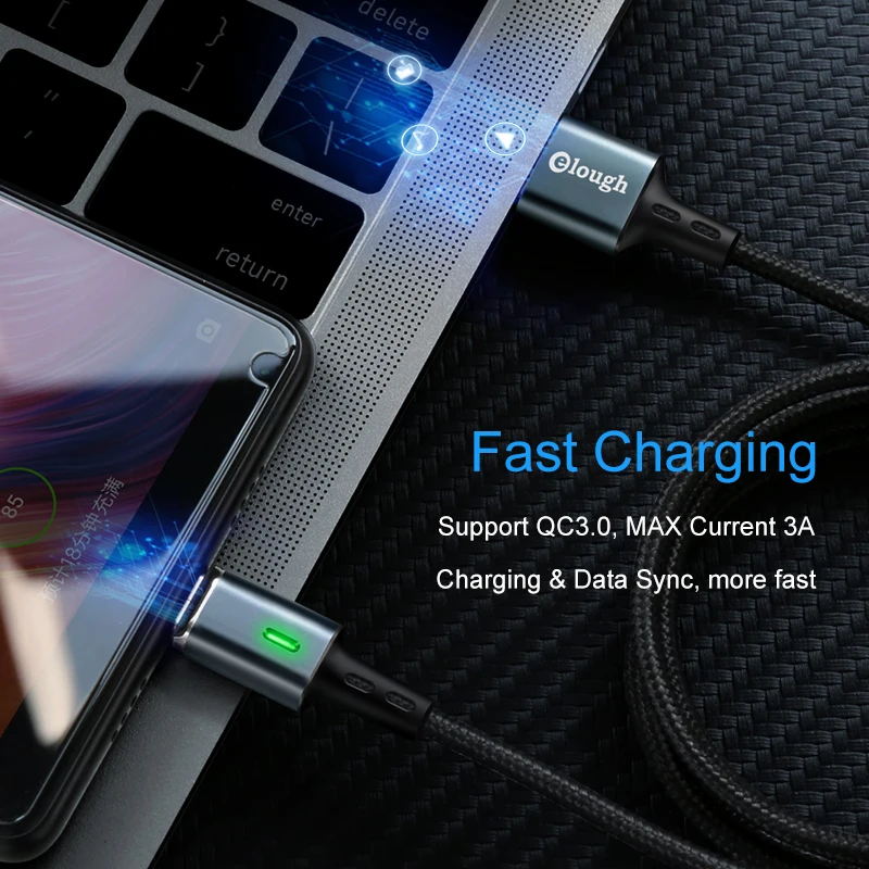 Elough Магнитный кабель USB Type C для iphone xr Samsung A50 Micro зарядный usb tipo c 7|Кабели мобильных