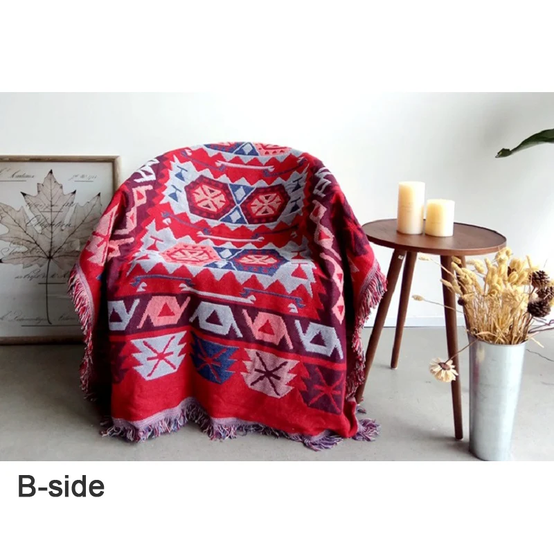 Жаккардовая накидка на мебель для дивана, вязаное хлопковое тканые одеяла, ковер AB-Side покрывало; домашний декор гобелен