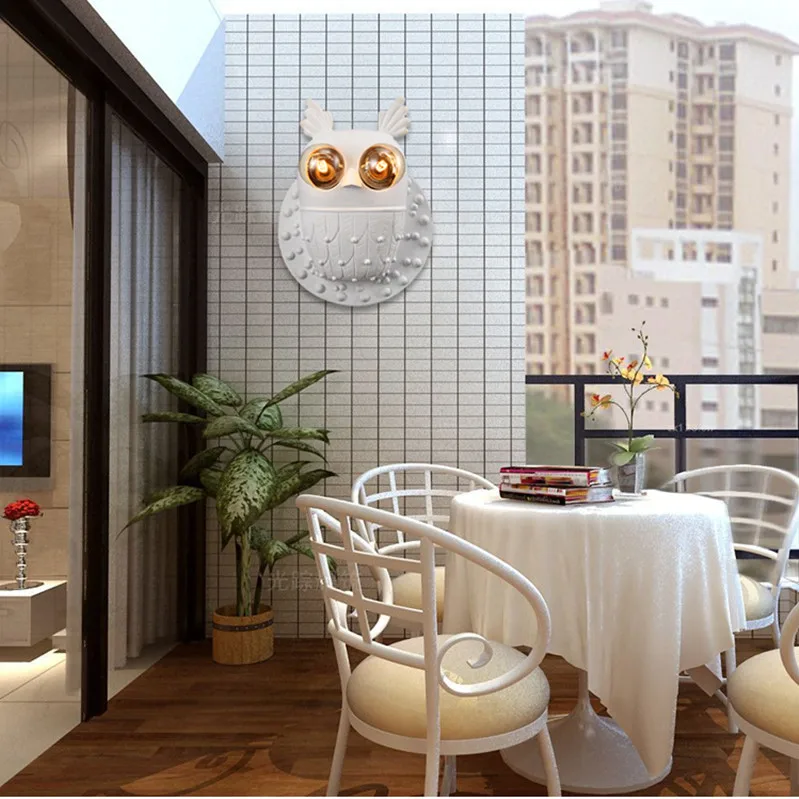 Simples e Moderno Luzes de Parede para Hotel Resina Coruja Branca Criativo Lâmpada Restaurante Quarto Cabeceira Sala Estar Casa Deco Luminária 7 coruja branca criativo lâmpada parede para hotel
