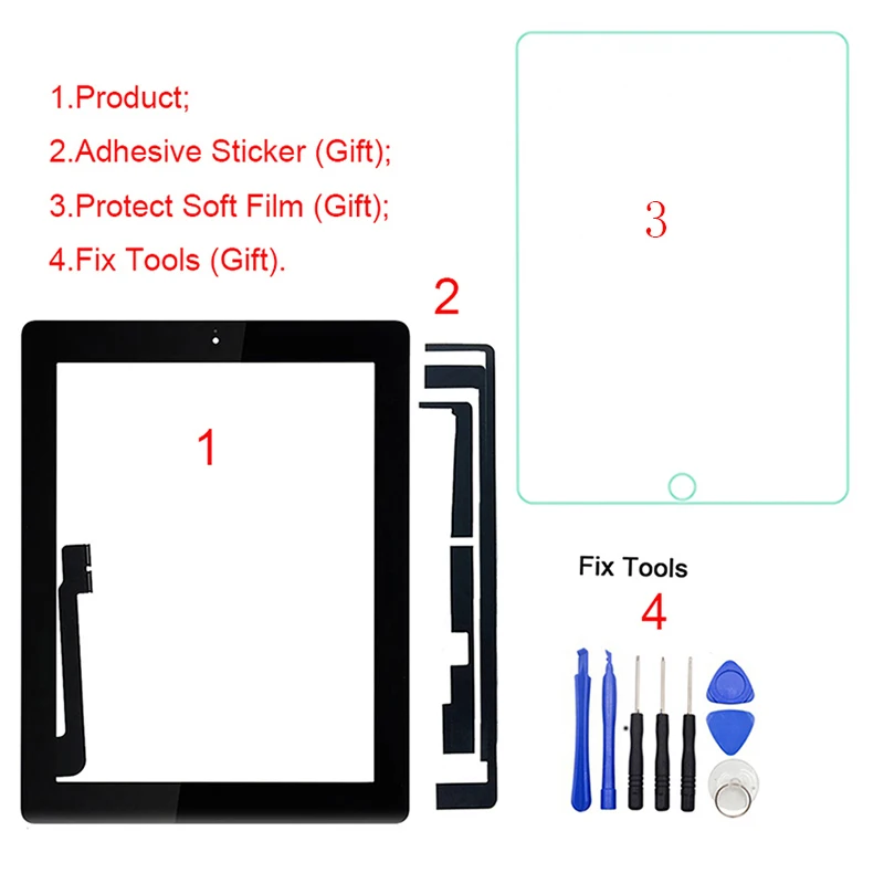 1 шт. для iPad 3 3rd Gen A1416 A1430 A1403 9," lcd Внешний сенсорный экран дигитайзер запасная Передняя стеклянная панель