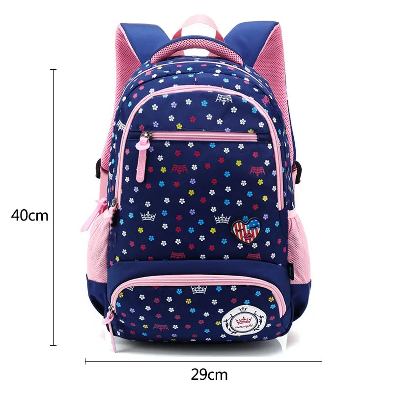 Солнечная восьмерка большой ёмкость Дейзи печати девушка школьная сумка малыш рюкзак на молнии рюкзаки школьные ранцы для подростков обувь девочек рюкзак школьный - Цвет: Navy small