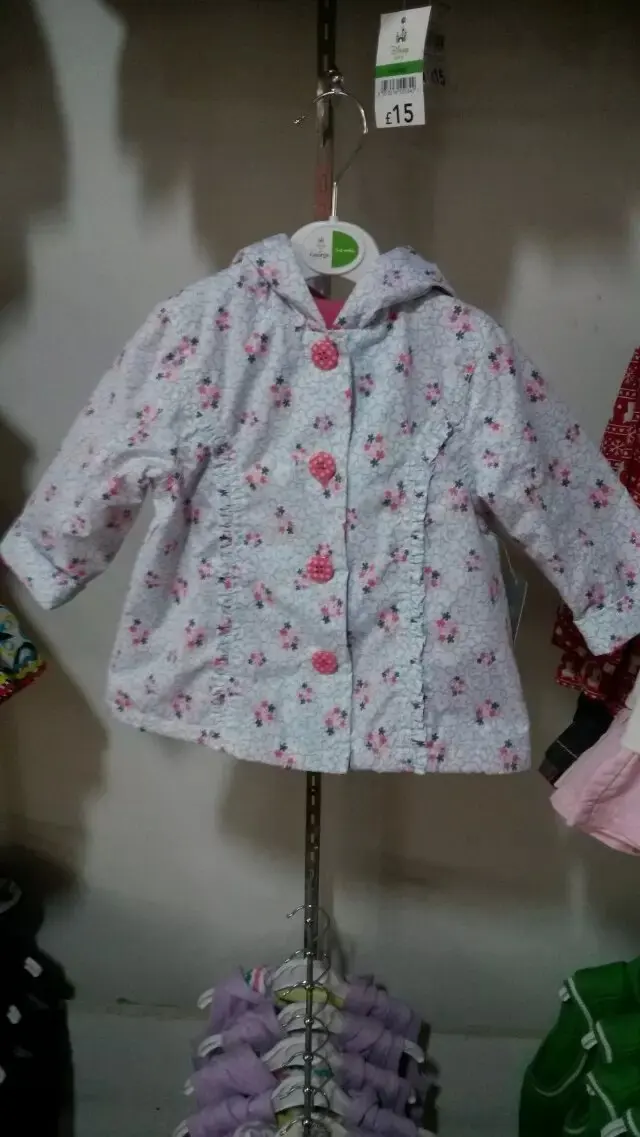 

beautiful toddler, baby girls / baby / girl's white floral jacket w pink fleece lining, autumn jacket size 12M, 18M