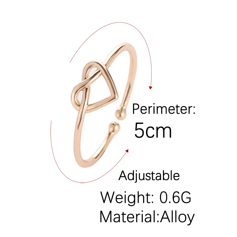 Новые минималистичные Регулируемые кольца для женщин Девушка розовое золото серебро в форме сердца для свадьбы кольцо люовное кольцо на палец для лучшего друга