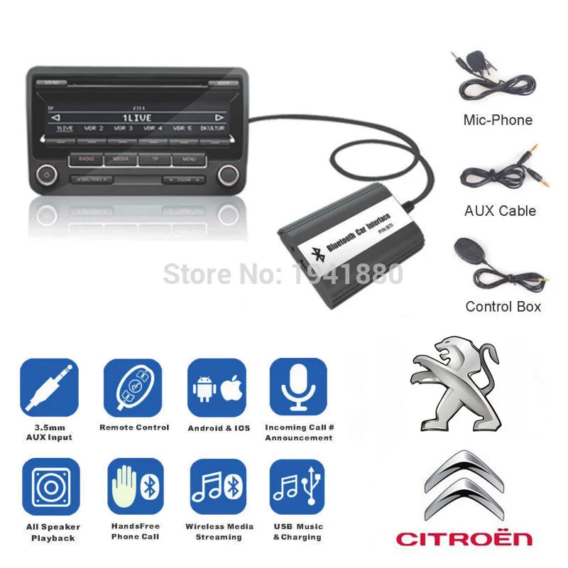 

DOXINGYE,USB AUX Bluetooth Car Digital Music Cd Changer Adapter Car MP3 Player For RD4 Peugeot CITROEN 12PIN Interface