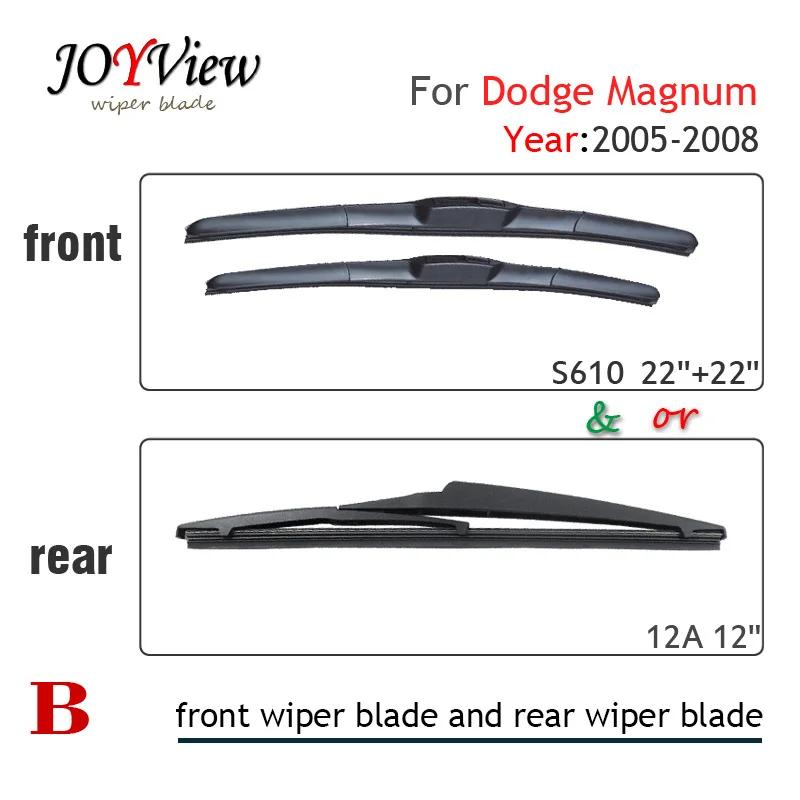 S610 22"+22" Front Wiper Blade and 12A Rear Wiper Blade for Dodge