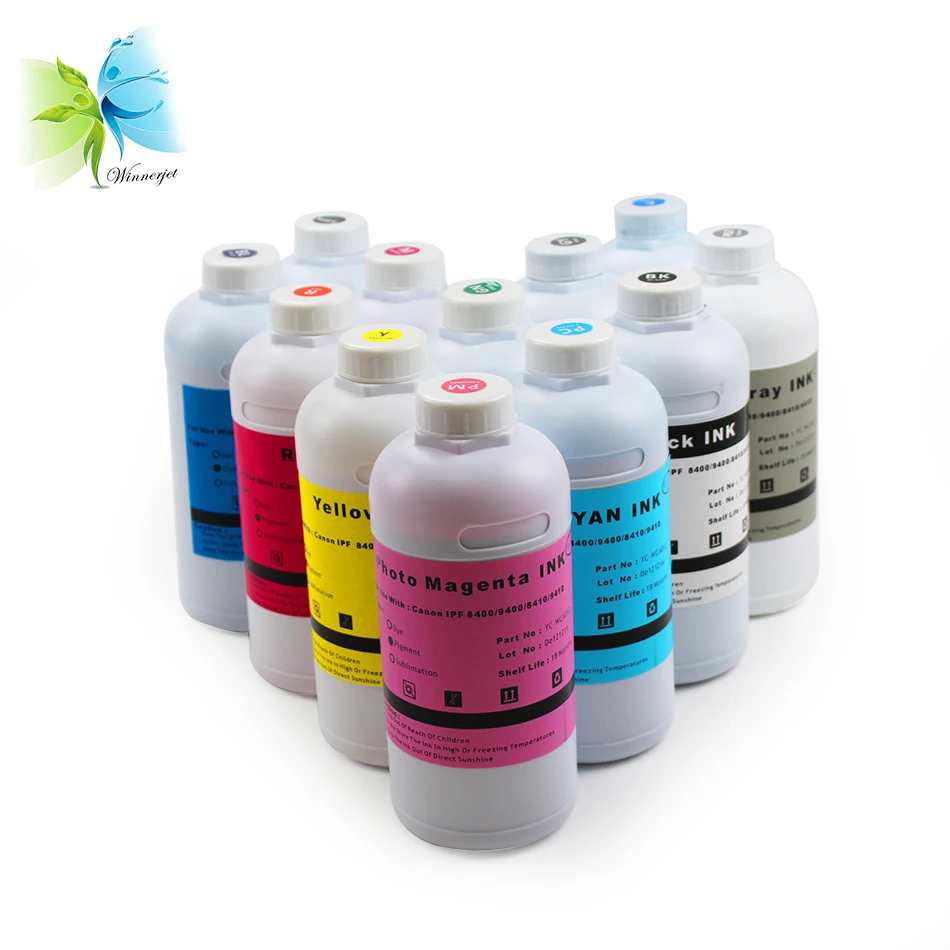 

WINNERJET 500ml/bottle 12 Colors PFI 706 Water Based Ink Pigment Ink For Canon IPF8400 IPF9400 Printer