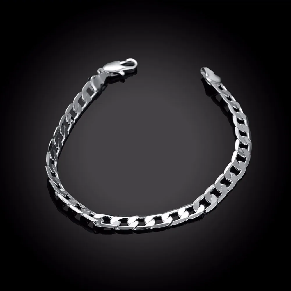 Men's Jewelry 8 inch bracelet 925 Sterling Silver Fashion Charm 6MM