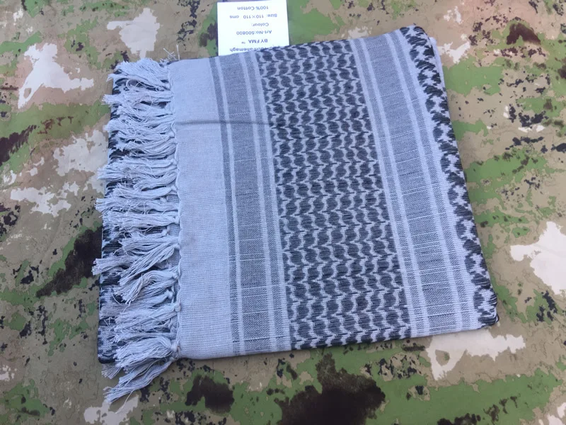 Хлопок Арабская Куфия шема шарф военные тактические шарфы утолщенные хиджаб квадратные ветрозащитные банданы походный шарф - Цвет: A