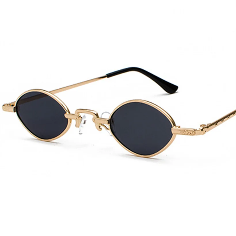 XojoX маленькие овальные солнцезащитные очки для женщин и мужчин, фирменный дизайн, Ретро стиль, металлическая оправа, стимпанк очки, мужские ретро зеркальные солнцезащитные очки uv400 - Цвет линз: Серый