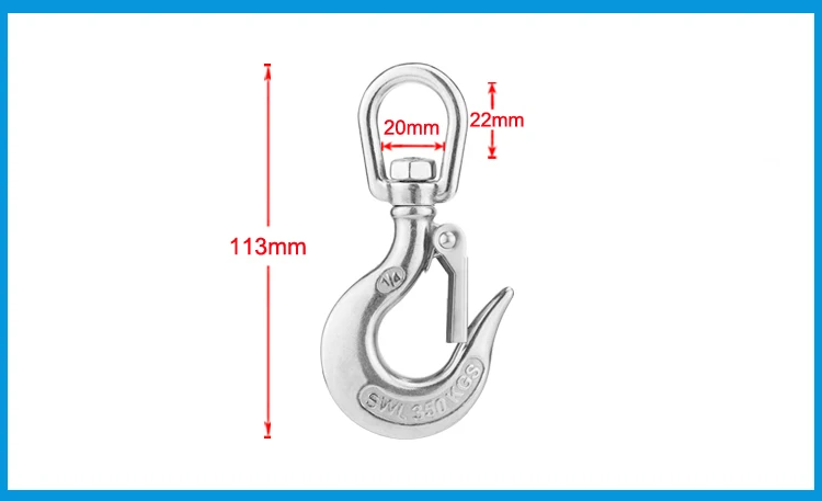 304 из нержавеющей стали круглые вертлюжные Eye подъемные защелки крюк грузовой оснастки крюкового крана крючок с защелкой оборудование для морской такелажи аксессуары