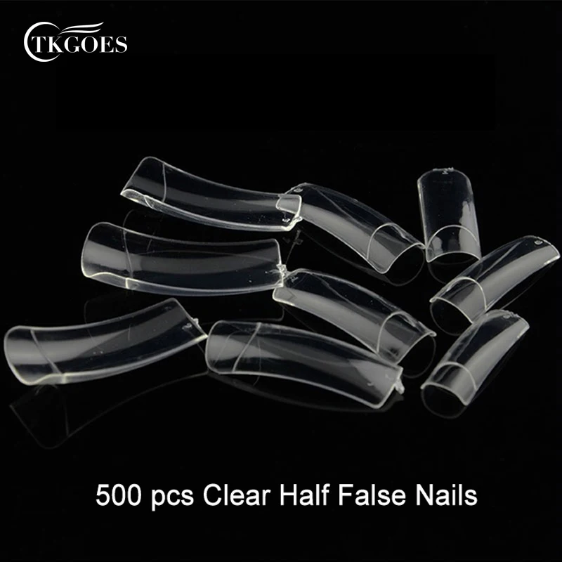 

TKGOES 500 PCS Nail Tips Clear Half Cover False Nail Art Design Tips French Acrylic UV Gel Nail Art Salon Design