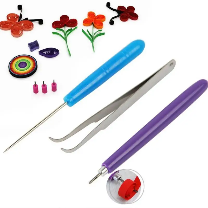 

3Pcs Tweezer Quilling Needles Slotted Pen Tool Kit Quilling Paper DIY Set For classroom shop wedding party decoration Paper Tool