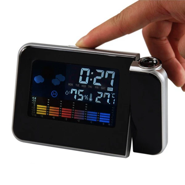 2015 LED Projector Alarm Clock Mini Desktop With Weather Station Multi