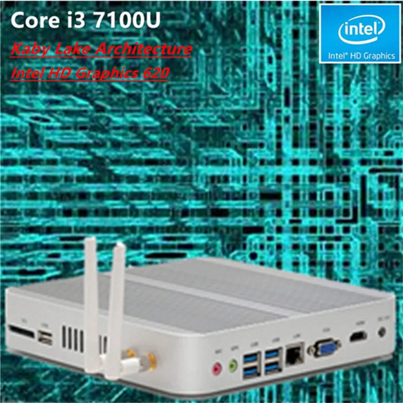 Lowest Price [CE,FCC,ROHS] Topton Fanless Mini PC Windows 10 linux 7th Gen Intel Core i3 7100u Barebone Intel HD Graphics 620 Kaby Lake