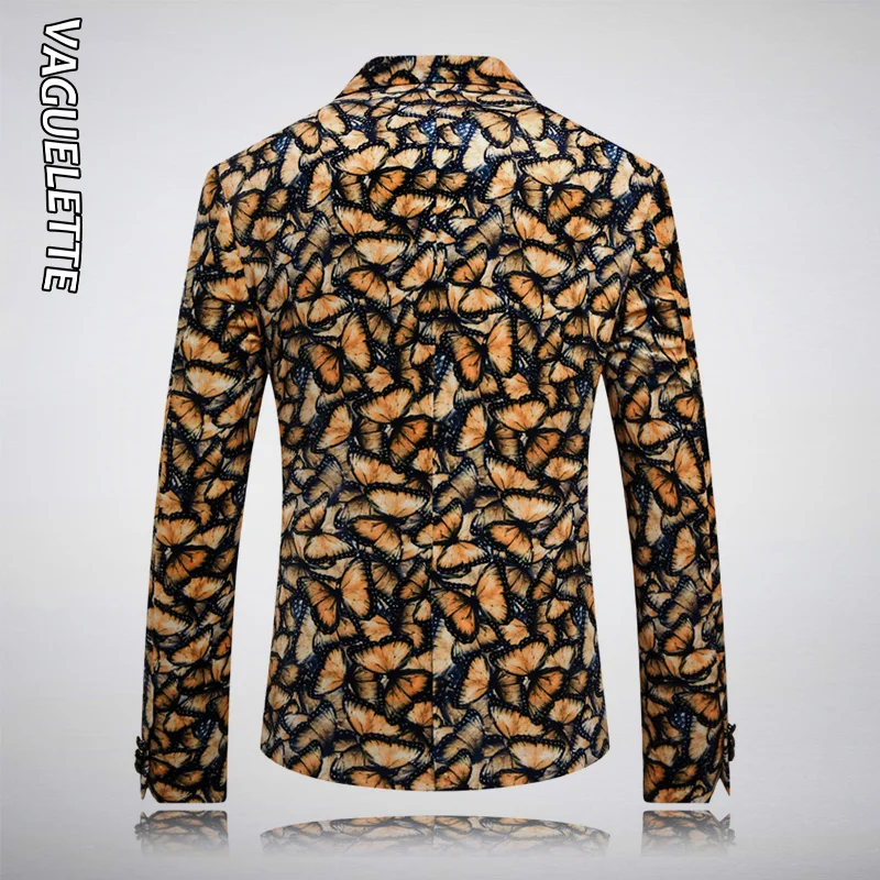 VAGUELETTE Butterfly Pattern Men's Fashion Blazer Elegant Yellow Stage Suit Jacket Luxury Wedding Jacket Blazer Hombre Slim Fit VAGUELETTE Butterfly Pattern Men's Fashion Blazer Elegant Yellow Stage Suit Jacket Luxury Wedding Jacket Blazer Hombre Slim Fit