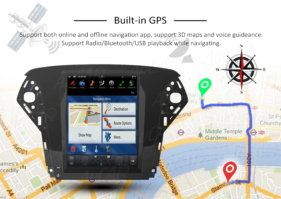 Tesla style 10," для Ford Mondeo 2007-2010 Автомобильный Аудио мультимедийный плеер gps система Bluetooth wifi 4G Вертикальная стерео ips