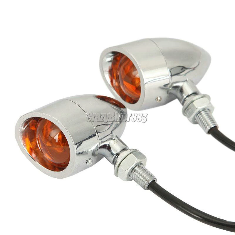 2x Chrome Bullet Retro Turn Signals Light For Honda Shadow Spirit VT400