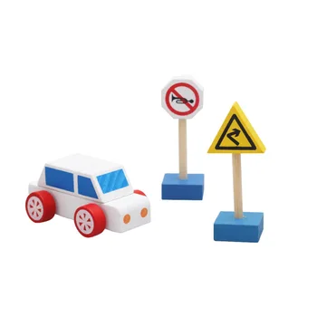 

Traffic Sign Building Blocks Parking Scene Road Model Toy Wooden Creative For Children Kids NSV775