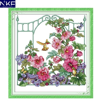 

NKF Flower garden flower style handcraft needlework embroidery sets Christmas counted cross stitch patterns for home decoration