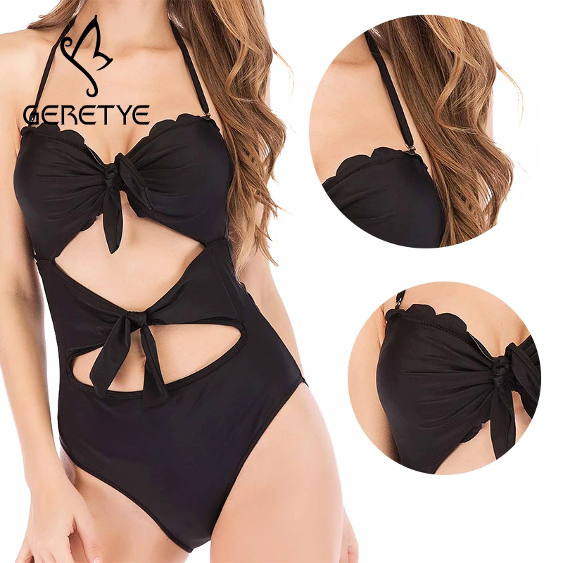 2019 Sexy Push Up Bikini Set One-Piece Women Swimwear Bow Backless Designr Swimming Lace Dot Bathing Suit 2019 Sexy Push Up Bikini Set One-Piece Women Swimwear Bow Backless Designr Swimming Lace Dot Bathing Suit